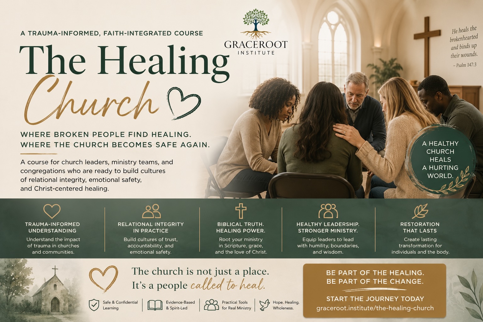 The Healing Church — a trauma-informed, faith-integrated course for church leaders, ministry teams, and congregations building cultures of relational integrity, emotional safety, and Christ-centered healing. Where broken people find healing; where the church becomes safe again.